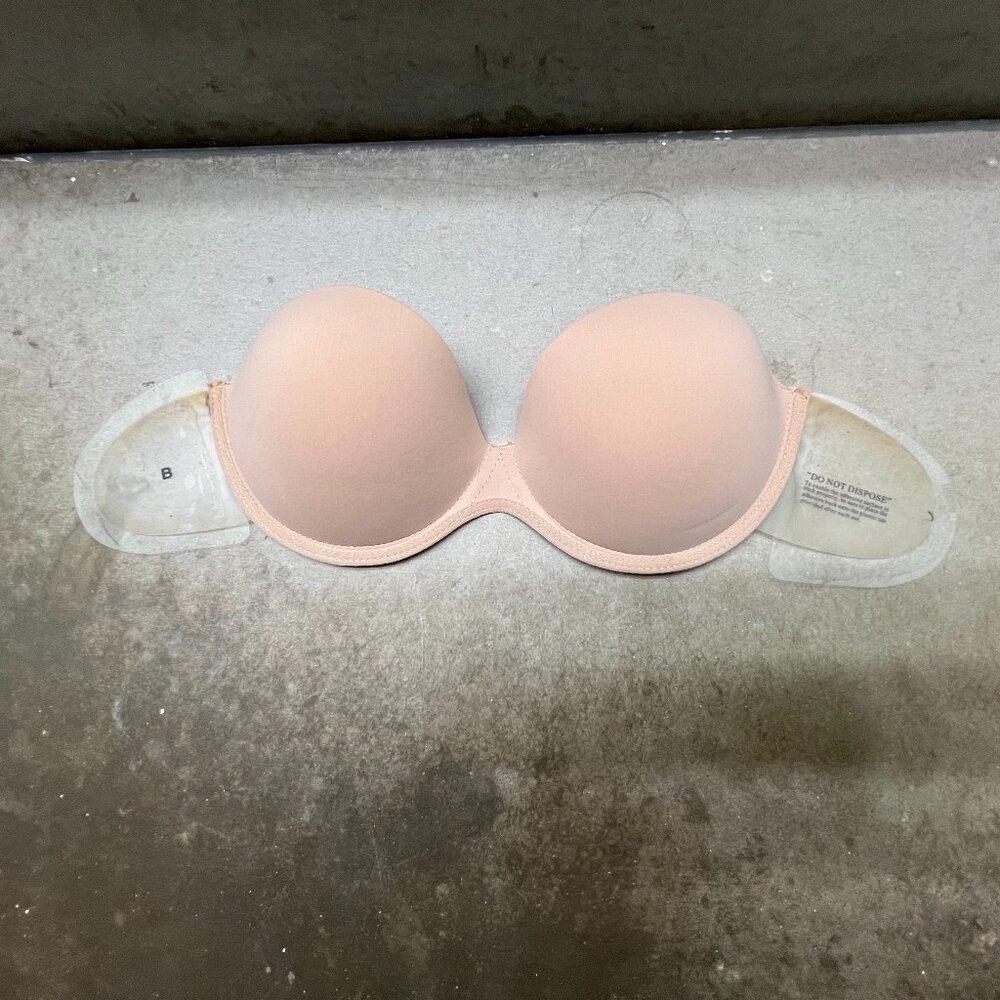 Strapless, Backless Bra w/Soft Foam Cups & Adhesive Side Wings, Beige, Size B